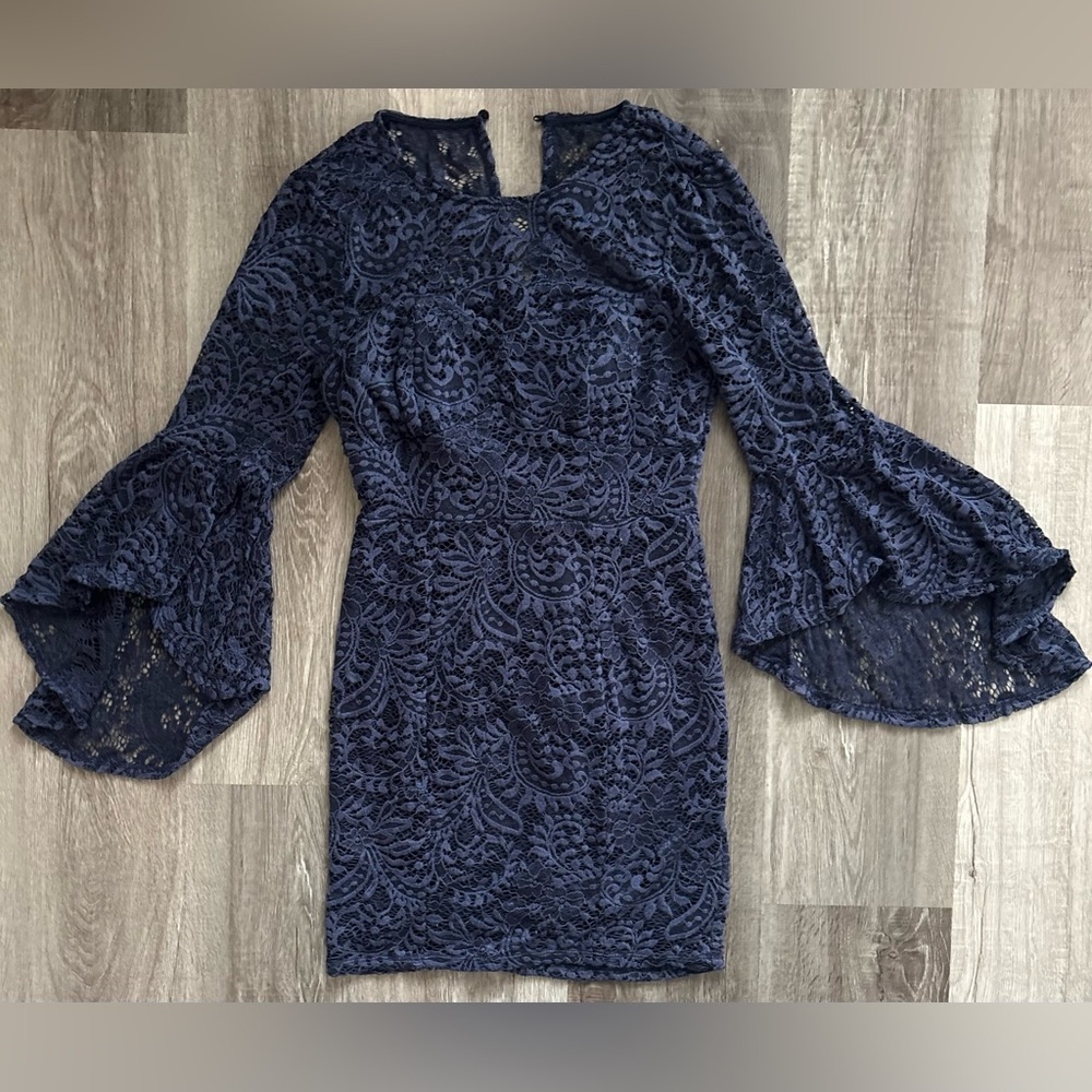 Elegant Navy Lace Dress